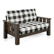 Furniture of America Gavik Wood Plaid Pattern 2-Piece Sofa Set in Dark Walnut