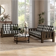 Furniture of America Gavik Wood Plaid Pattern 2-Piece Sofa Set in Dark Walnut