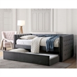 Furniture of America Elazar Wood Tufted Twin Daybed with Trundle in Gray
