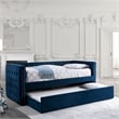 Furniture of America Elazar Wood Tufted Twin Daybed with Trundle in Navy
