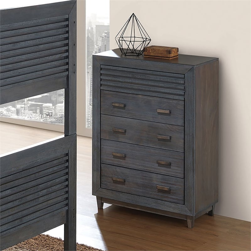 Furniture of America Waito Solid Wood 5-Drawer Chest in Brown