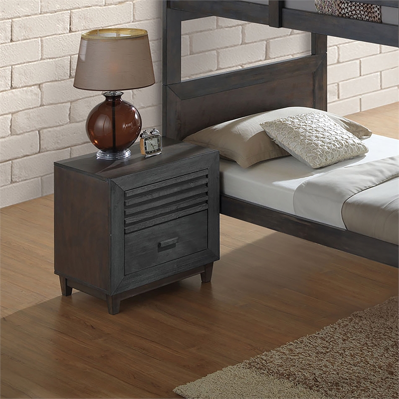 Furniture of America Waito Solid Wood 2-Drawer Nightstand in Brown