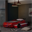Furniture of America Redvers Wood Race Car Design Twin Kid Bed in Red