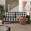 Furniture of America Gavik Wood Plaid Pattern Sofa in Dark Walnut