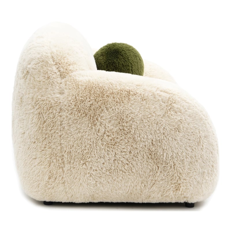 Furniture of America Grizzly Fabric Long-Pile Shaggy Plush Loveseat in Beige