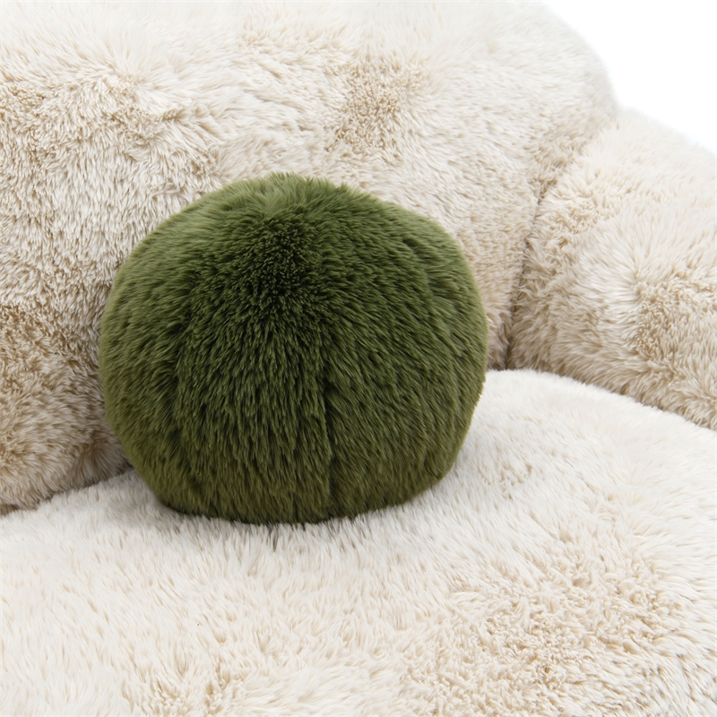 Furniture of America Grizzly Fabric Long-Pile Shaggy Plush Loveseat in Beige