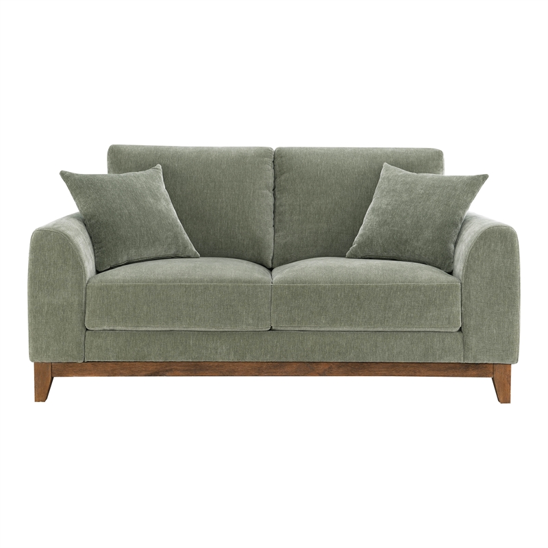 Furniture of America Naria Chenille Soft Track Arm Loveseat in Green