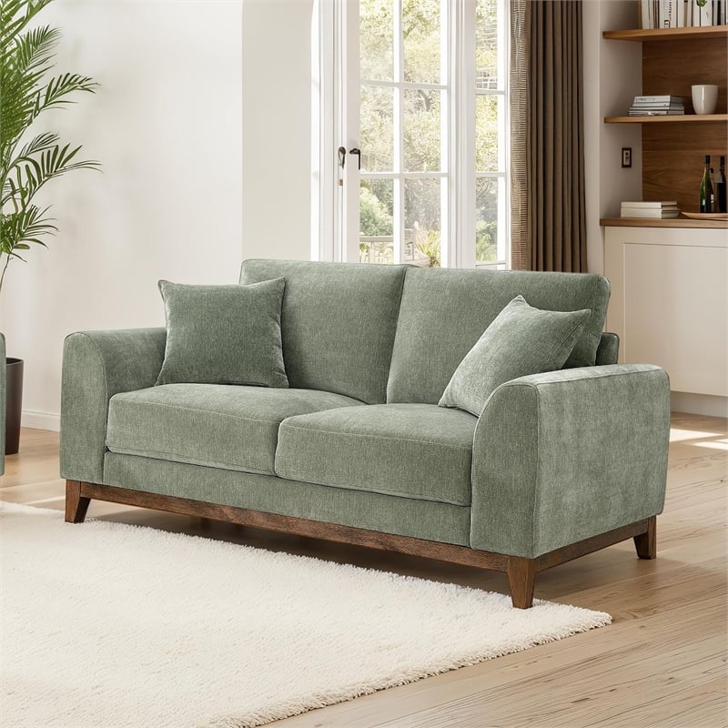 Furniture of America Naria Chenille Soft Track Arm Loveseat in Green