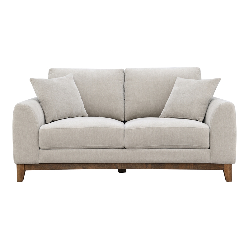 Furniture of America Naria Chenille Soft Track Arm Loveseat in Light Gray