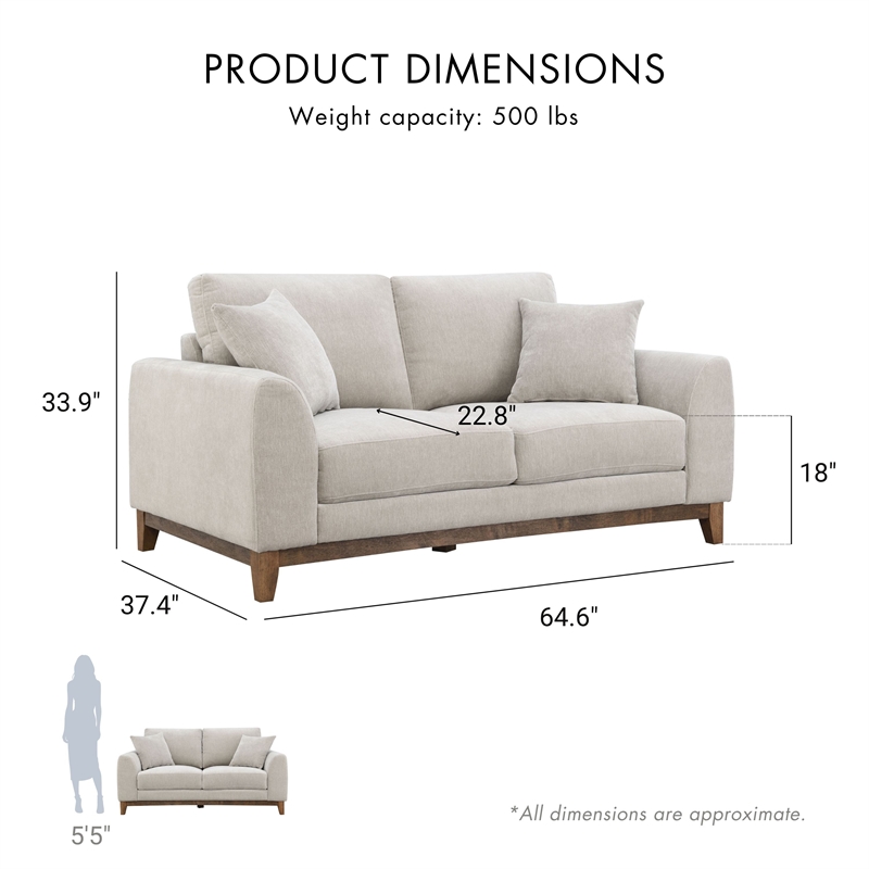 Furniture of America Naria Chenille Soft Track Arm Loveseat in Light Gray