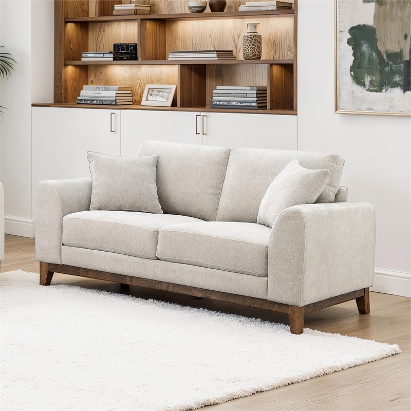 Furniture of America Naria Chenille Soft Track Arm Loveseat in Light Gray