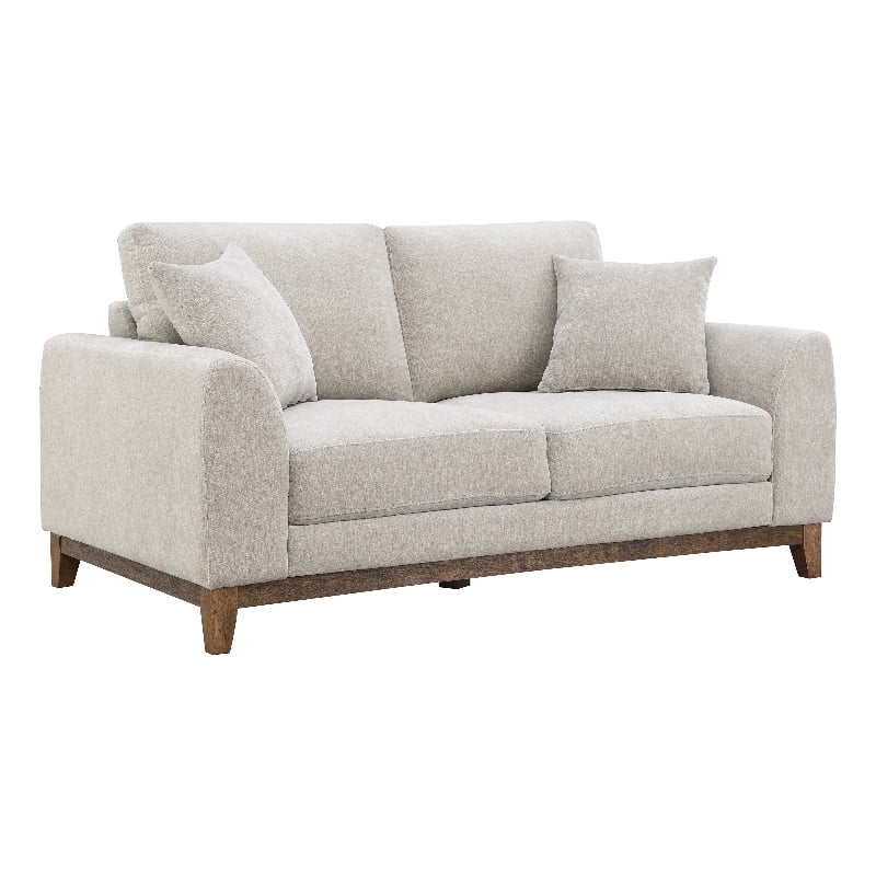 Furniture of America Naria Chenille Soft Track Arm Loveseat in Light Gray