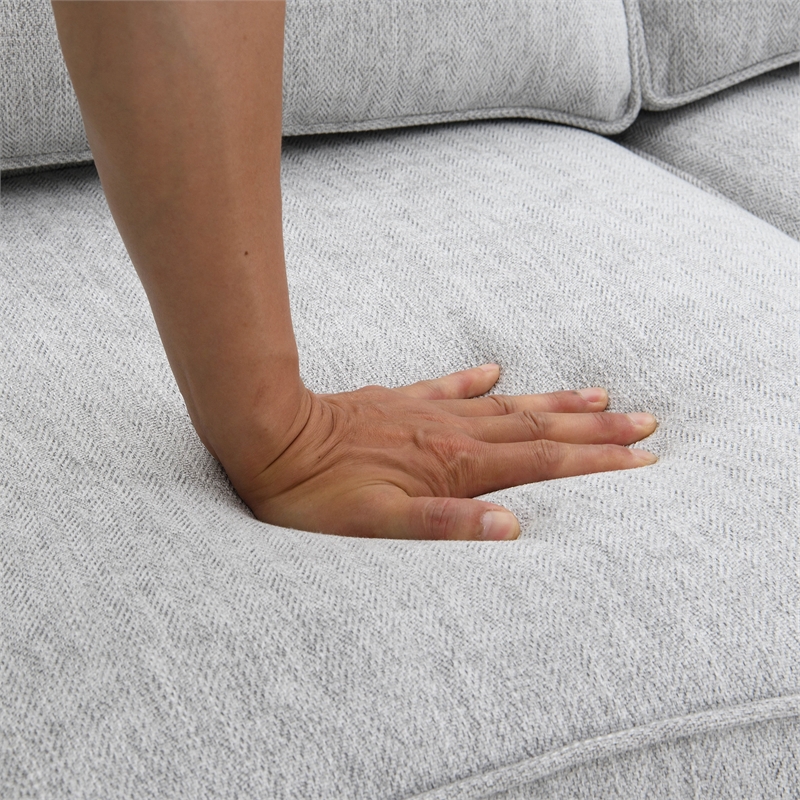 Furniture of America Emeria Chenille Soft Tapered Arm Loveseat in Light Gray