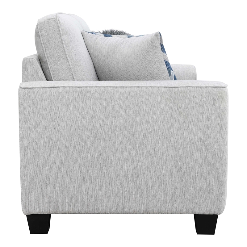 Furniture of America Emeria Chenille Soft Tapered Arm Loveseat in Light Gray