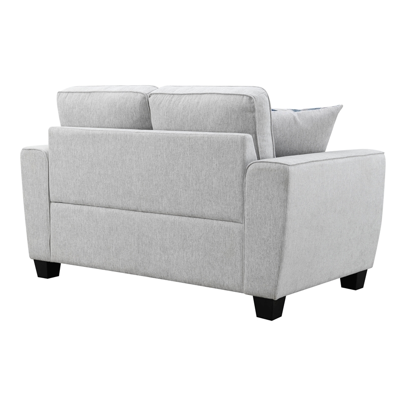 Furniture of America Emeria Chenille Soft Tapered Arm Loveseat in Light Gray