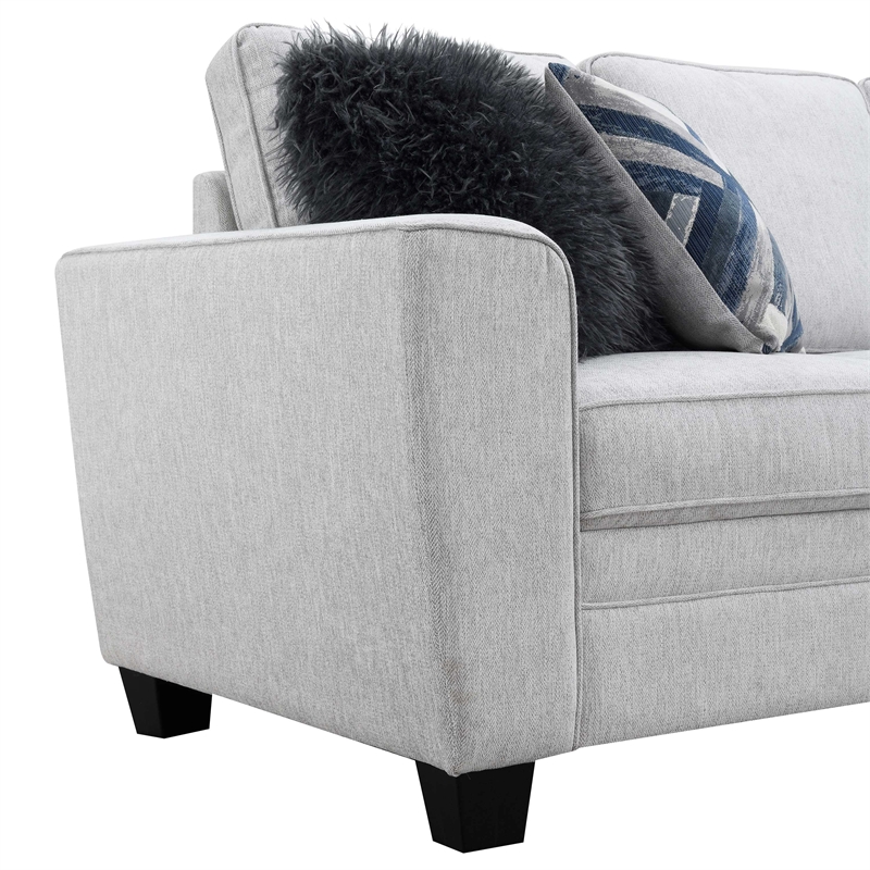 Furniture of America Emeria Chenille Soft Tapered Arm Loveseat in Light Gray