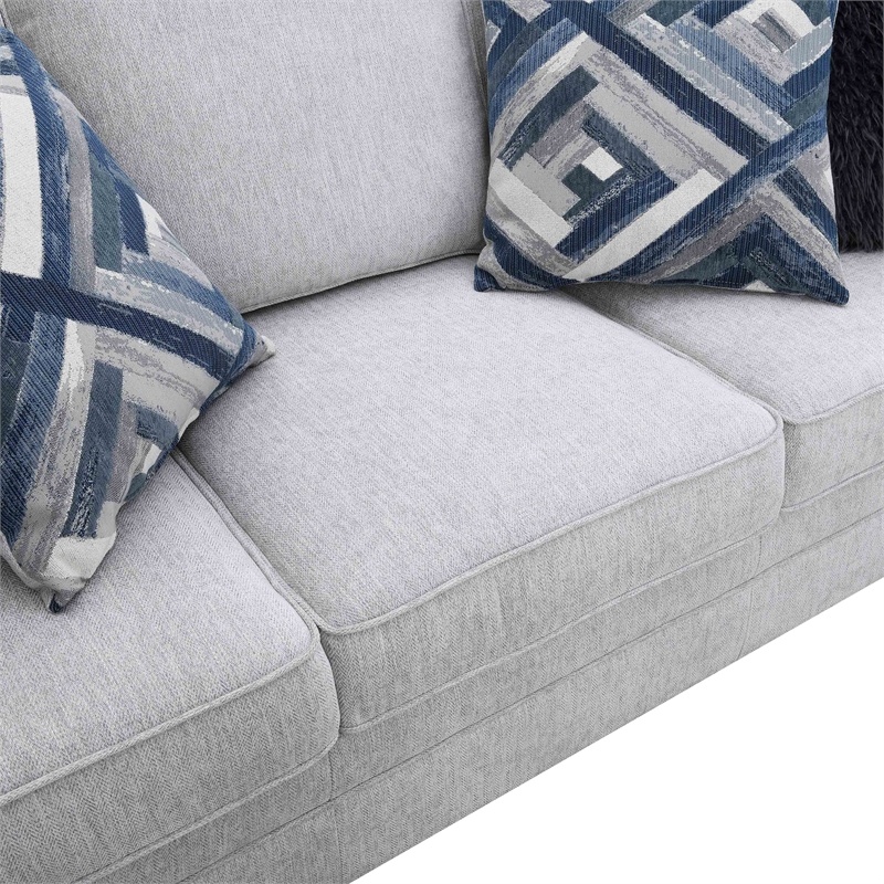 Furniture of America Emeria Chenille Soft Tapered Arm Loveseat in Light Gray