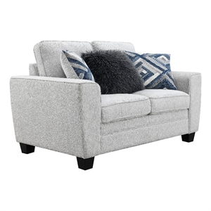 Furniture of America Emeria Chenille Soft Tapered Arm Loveseat in Light Gray