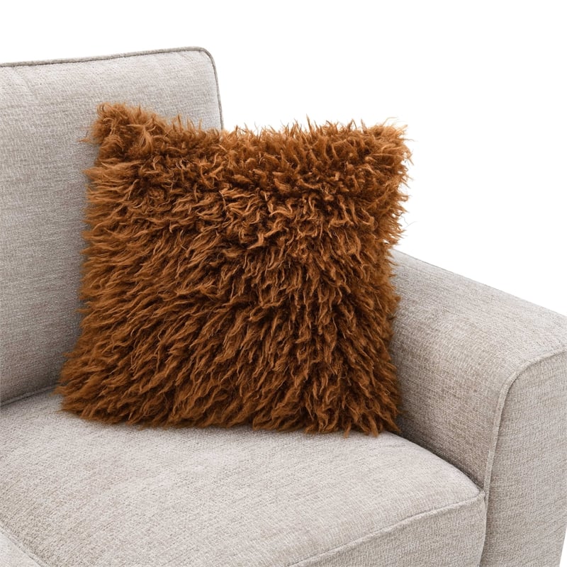 Furniture of America Emeria Chenille Soft Tapered Arm Loveseat in Taupe