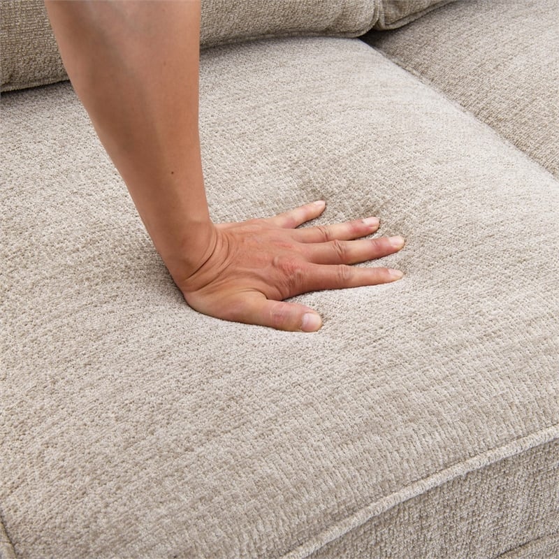 Furniture of America Emeria Chenille Soft Tapered Arm Loveseat in Taupe