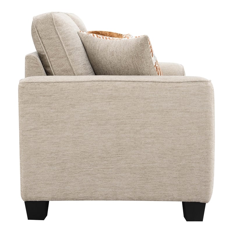 Furniture of America Emeria Chenille Soft Tapered Arm Loveseat in Taupe