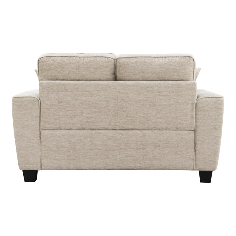 Furniture of America Emeria Chenille Soft Tapered Arm Loveseat in Taupe