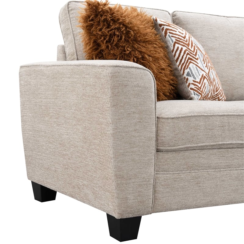 Furniture of America Emeria Chenille Soft Tapered Arm Loveseat in Taupe
