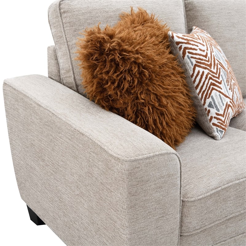 Furniture of America Emeria Chenille Soft Tapered Arm Loveseat in Taupe