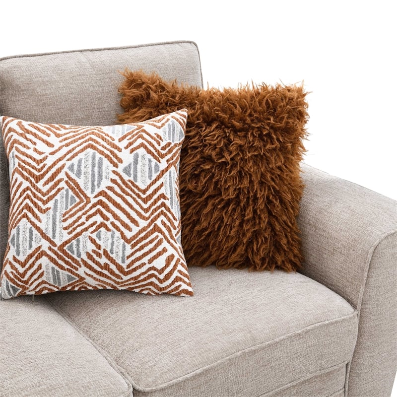 Furniture of America Emeria Chenille Soft Tapered Arm Loveseat in Taupe