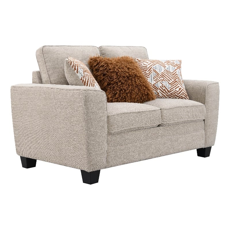 Furniture of America Emeria Chenille Soft Tapered Arm Loveseat in Taupe