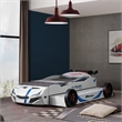 Furniture of America Redvers Wood Race Car Design Twin Kid Bed in White