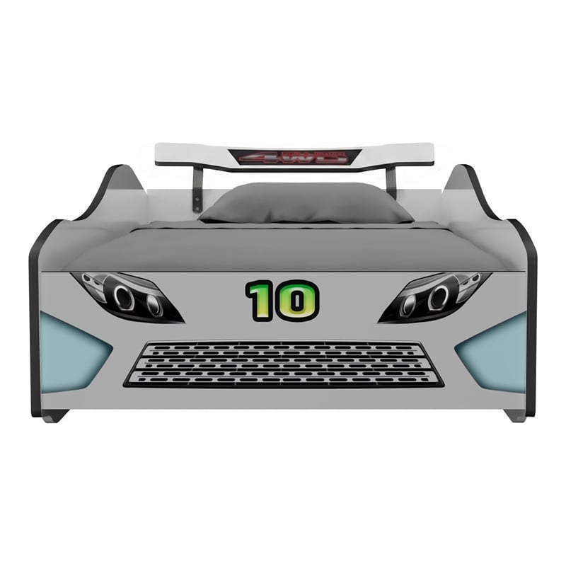 Furniture of America Yael Wood Race Car Design Twin Kid Bed in White