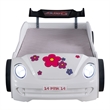 Furniture of America Junel Wood Race Car Design Twin Kid Bed with LED in White