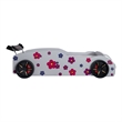 Furniture of America Junel Wood Race Car Design Twin Kid Bed with LED in White