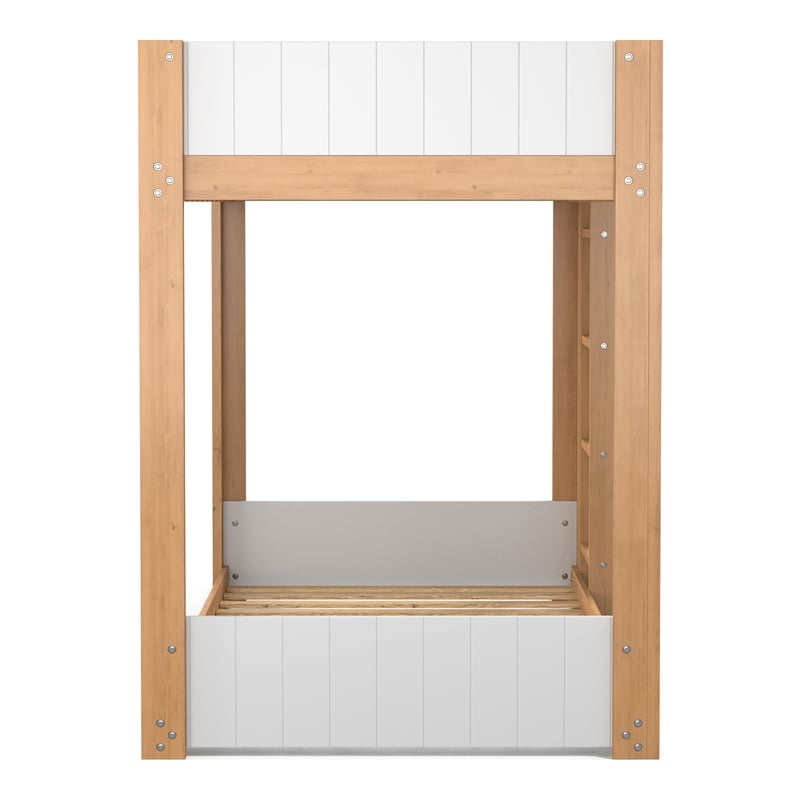 Furniture of America Dreyl Solid Wood Twin Over Twin Low Bunk Bed in Brown