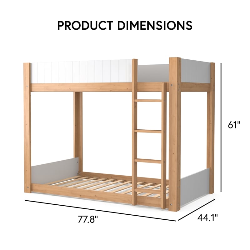 Furniture of America Dreyl Solid Wood Twin Over Twin Low Bunk Bed in Brown