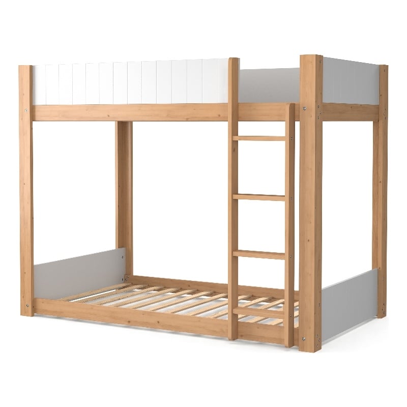 Furniture of America Dreyl Solid Wood Twin Over Twin Low Bunk Bed in Brown