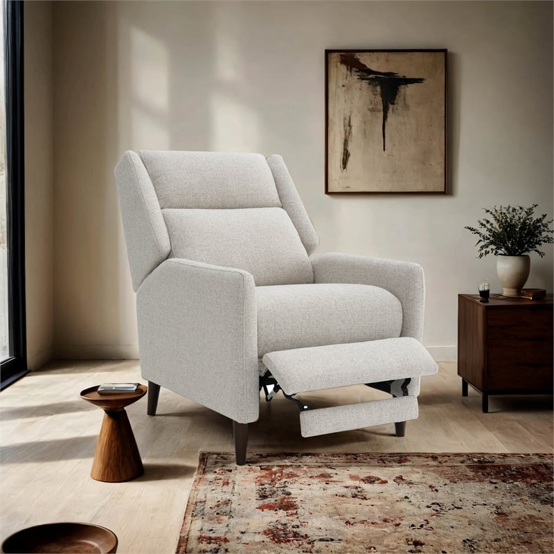 Furniture of America Vella Fabric Pushback Manual Recliner in Beige