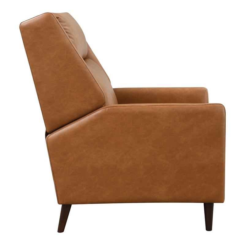 Furniture of America Vella Faux Leather Pushback Manual Recliner in Brown