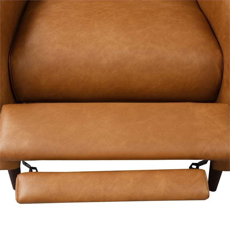 Furniture of America Vella Faux Leather Pushback Manual Recliner in Brown