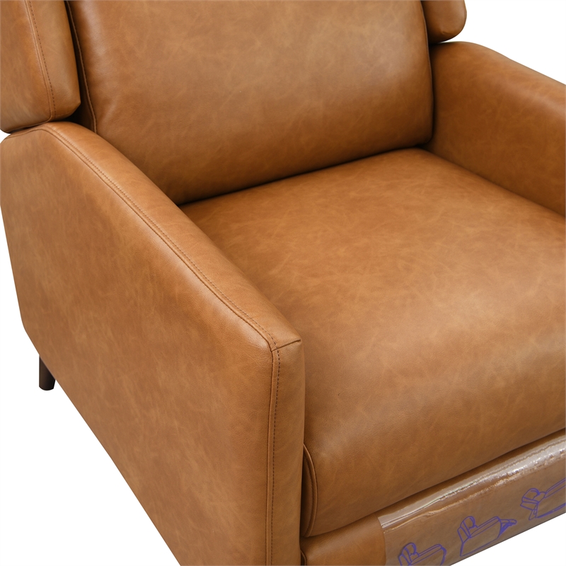Furniture of America Vella Faux Leather Pushback Manual Recliner in Brown