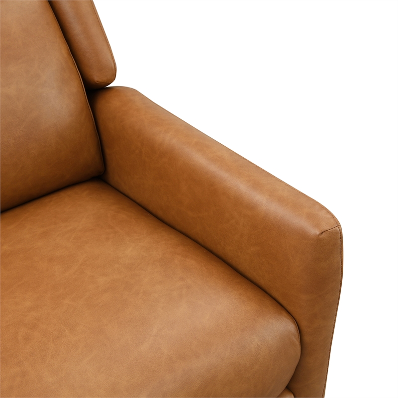 Furniture of America Vella Faux Leather Pushback Manual Recliner in Brown
