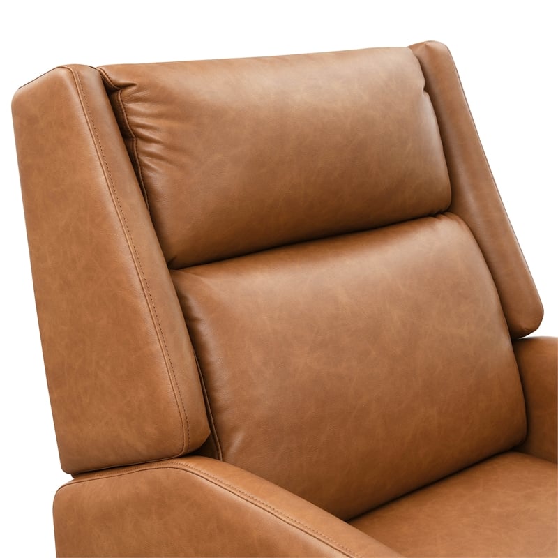 Furniture of America Vella Faux Leather Pushback Manual Recliner in Brown