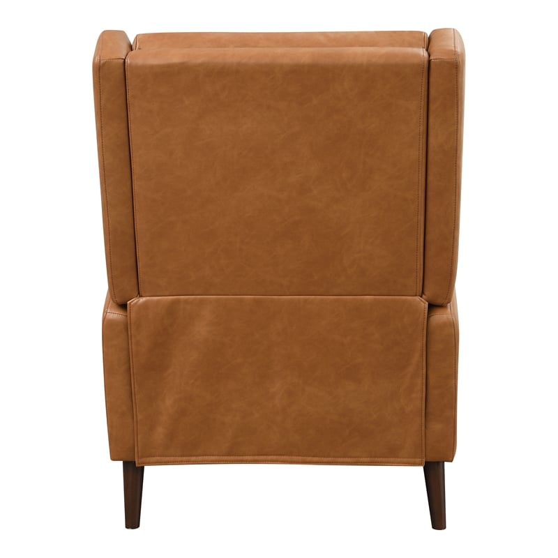 Furniture of America Vella Faux Leather Pushback Manual Recliner in Brown