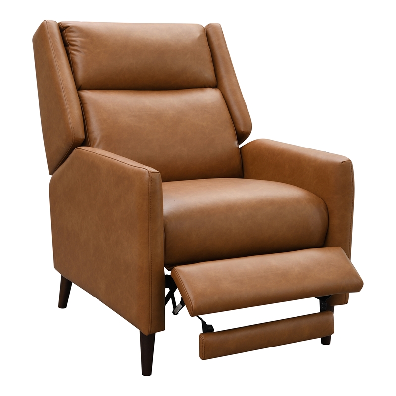 Furniture of America Vella Faux Leather Pushback Manual Recliner in Brown