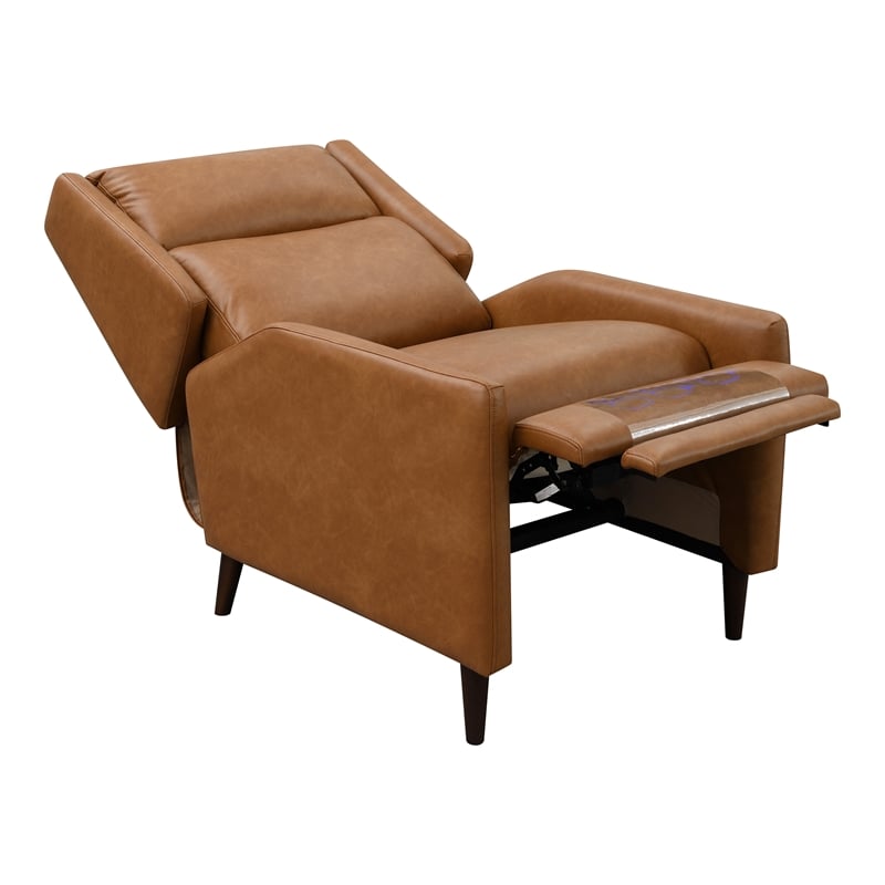 Furniture of America Vella Faux Leather Pushback Manual Recliner in Brown