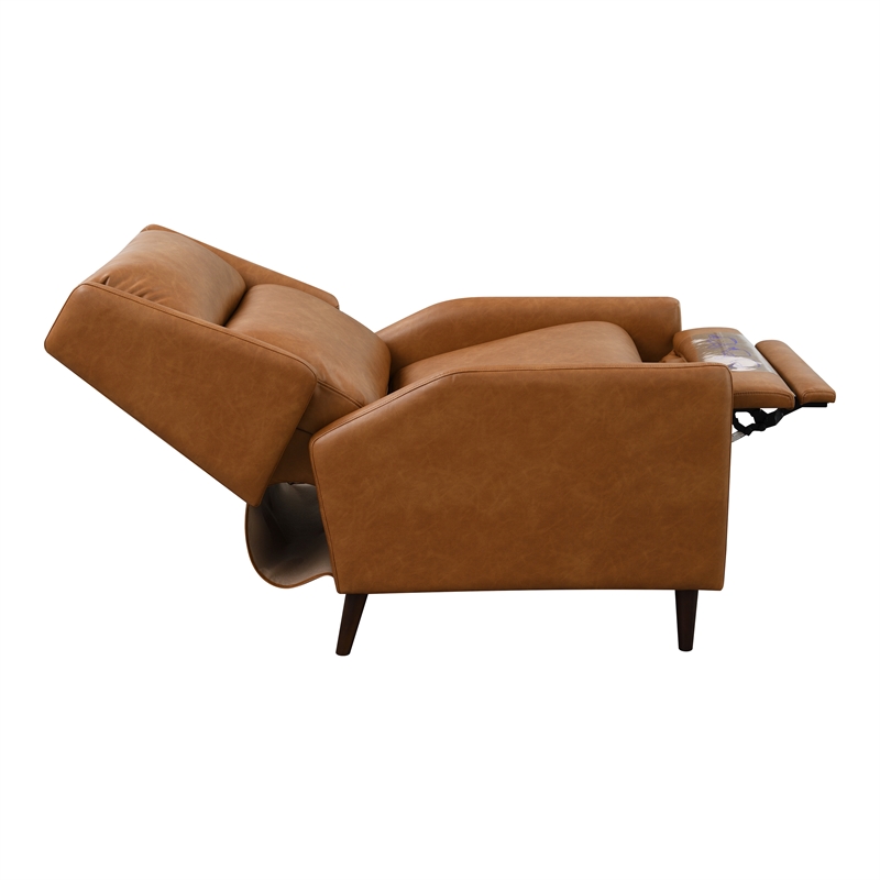 Furniture of America Vella Faux Leather Pushback Manual Recliner in Brown