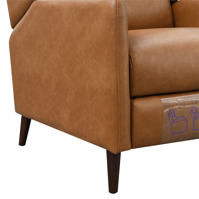 Furniture of America Vella Faux Leather Pushback Manual Recliner in Brown