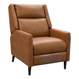 Furniture of America Vella Faux Leather Pushback Manual Recliner in Brown
