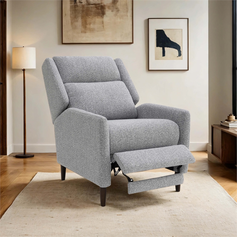 Furniture of America Vella Fabric Pushback Manual Recliner in Gray
